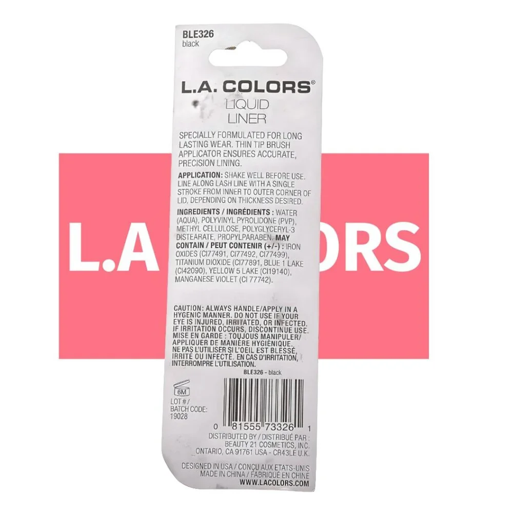 L.A. COLORS Thin Tip Liquid Liner (carded), Black CBLE326
